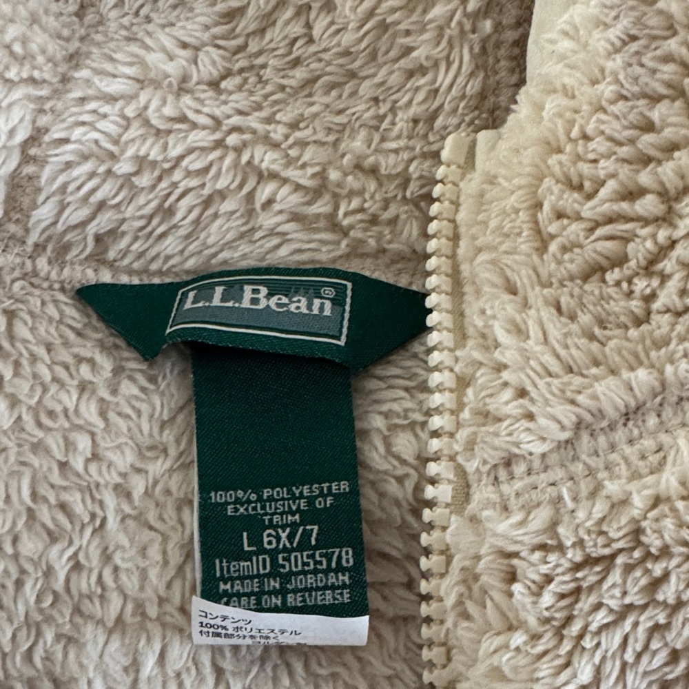 L.L. Bean Kids Cream Sherpa Zip Hoodie - Picture 2 of 3